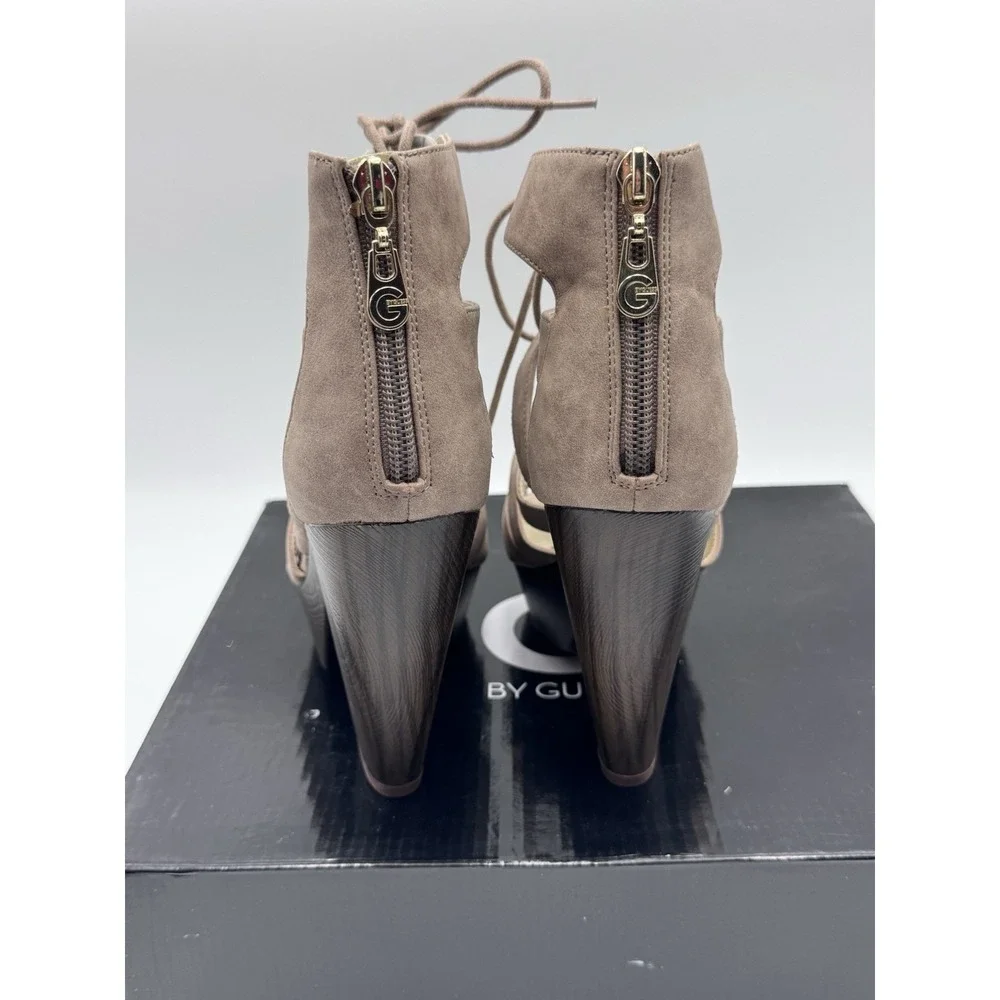 Y2K‎ G By Guess Shelton Tan Strap Platform Sandal Size 5.5M Brown Wood Platform